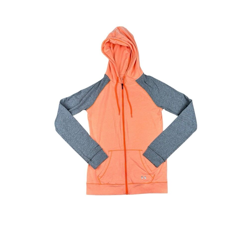 Under Armour Women's Charged Full Zip Undeniable Hoodie XS Orange Gray